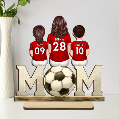 Soccer Mom And Kids - Personalized 2-Layered Wooden Plaque - Gift for Mom, Gift for Grandma, Gift for Wife