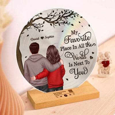 Favorite Place In The World Couple Back View Personalized Vinyl Record, Gift For Him, For Her, Scannable QR Code