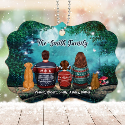 Family Back View Tree Log Personalized Wooden Ornament
