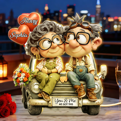 Funny Old Couple Vintage Truck - Personalized Light Box - Anniversary, Valentine's Day Gift, Gift For Him, Gift For Her