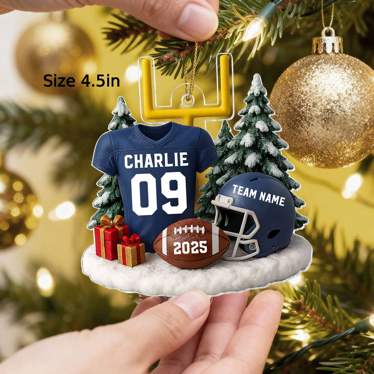3D Effect Proud American Football Player Uniform - Personalized Acrylic Car Hanger - Gift For Football Lovers, Football Team