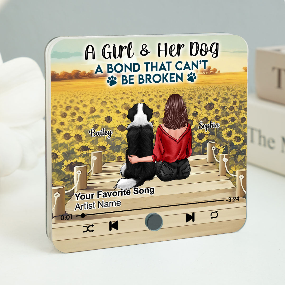 A Girl And Her Dog Personalized Music Fridge Magnet, Heartfelt Gift For Her, For Dog Lovers