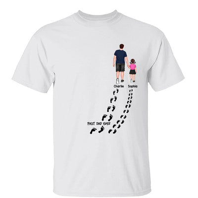 Back View Dad And Son Daughter Kids Walking Best Dad Ever Personalized Shirt