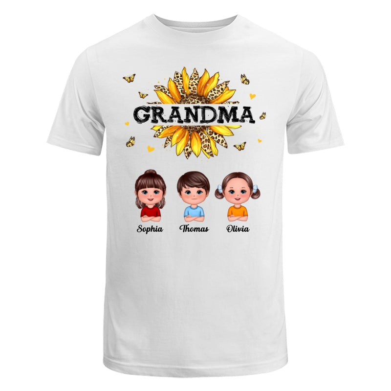 Leopard Sunflower Grandma Mom Auntie Doll Kids Personalized Shirt