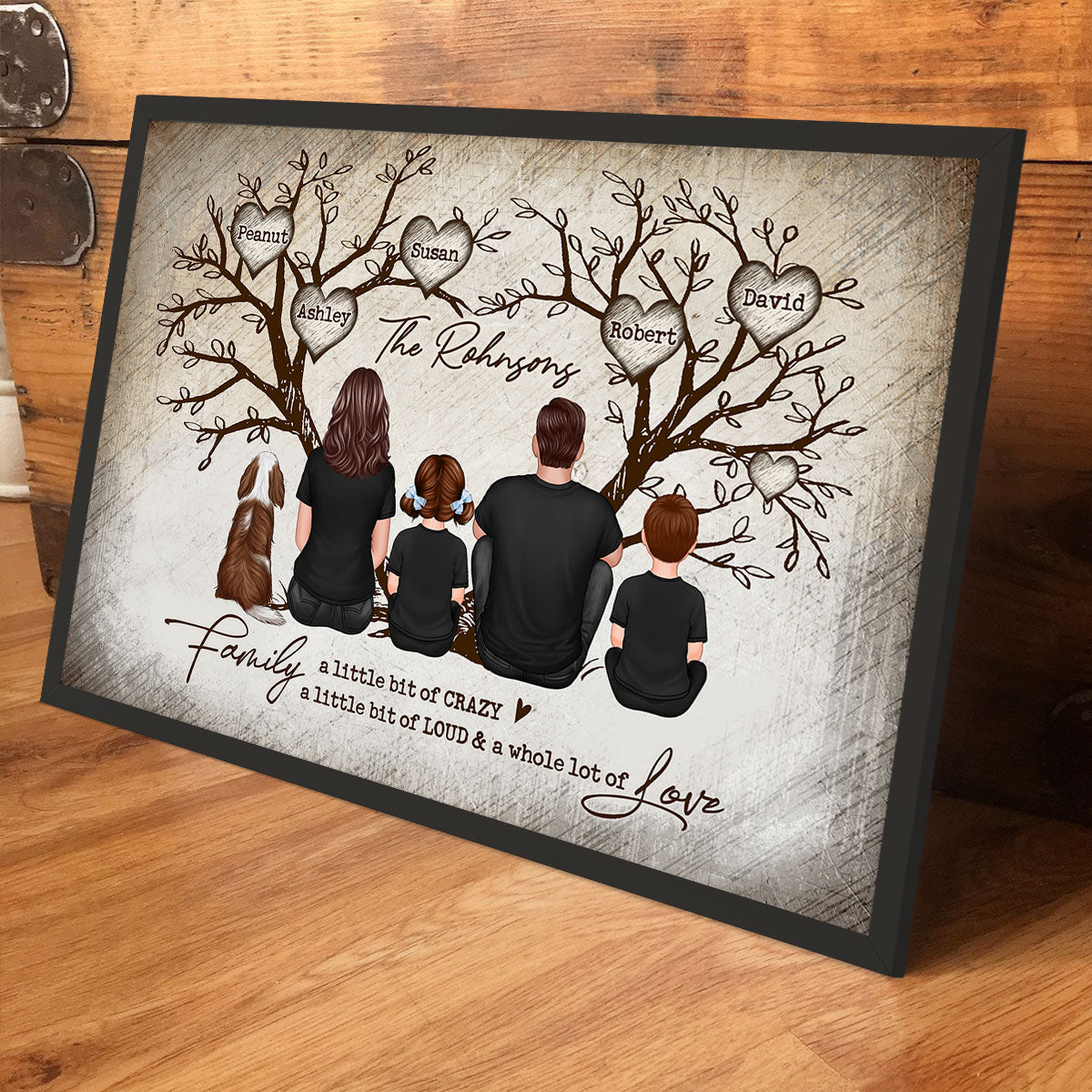 Family Heart Tree Sitting - Personalized Poster