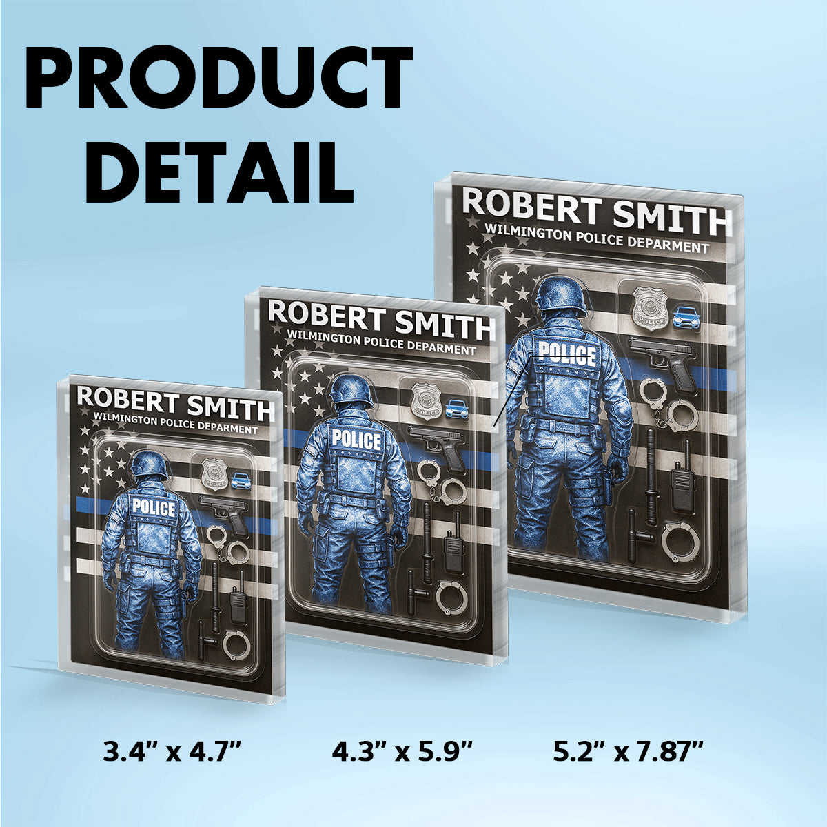 Police Custom Figure Personalized Acrylic Block Plaque, Gift for him