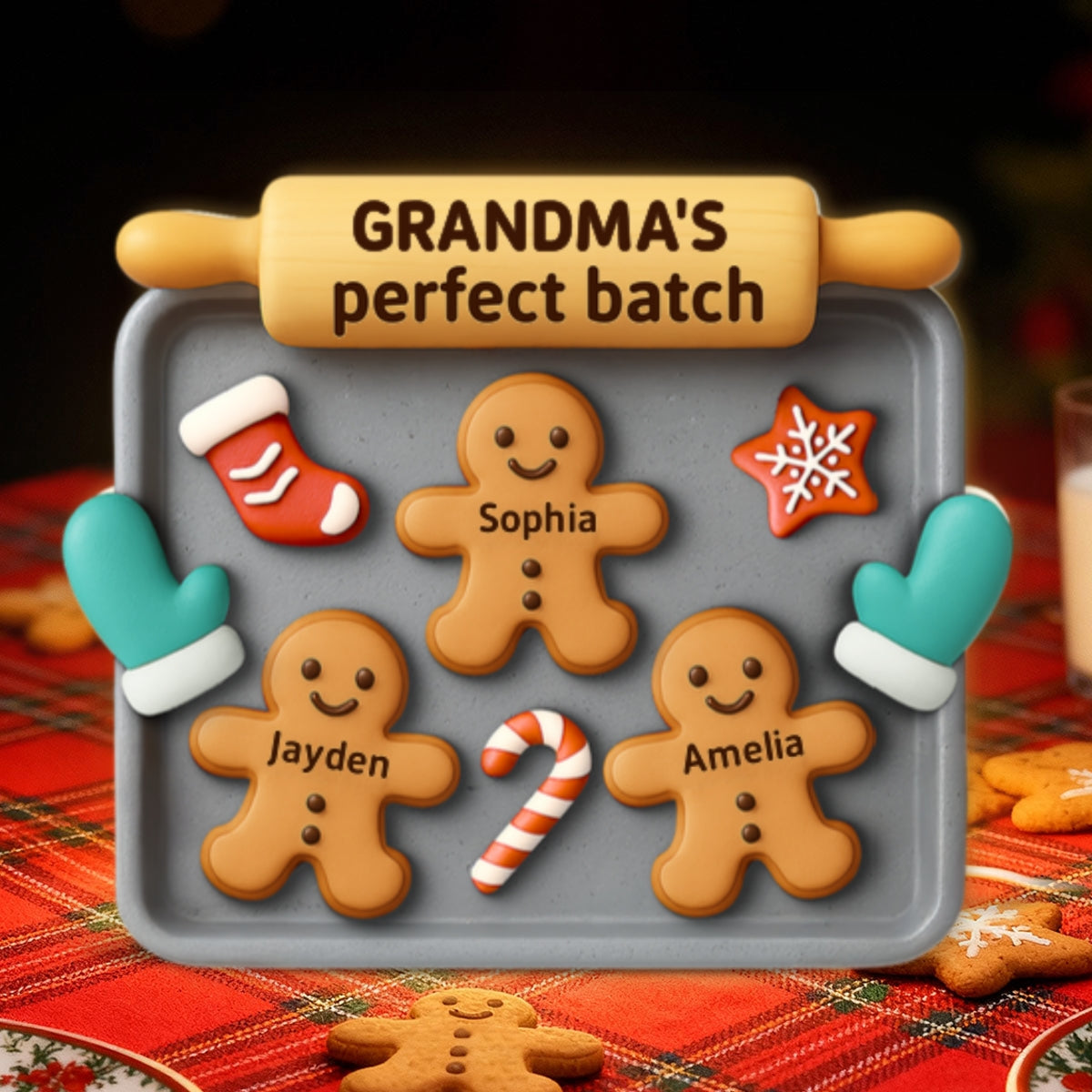 3D Effect Christmas Grandma Perfect Batch Cookies - Personalized Light Box - Gift For Grandma