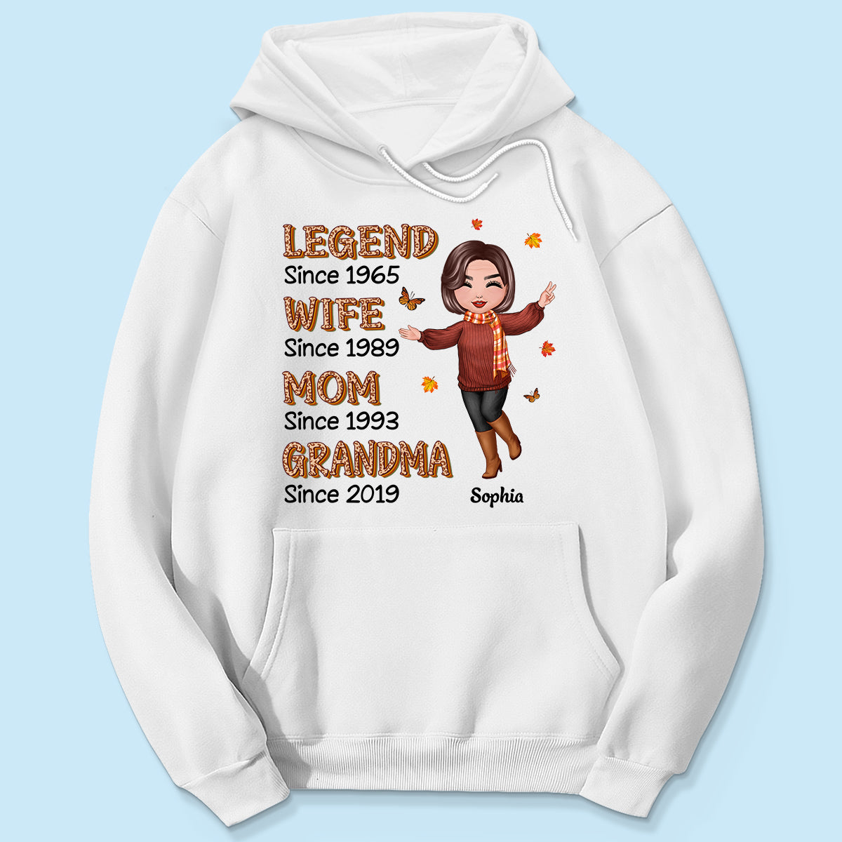 Fall Season Half Leopard Happy Doll Woman Legend Wife Mom Grandma Personalized Shirt