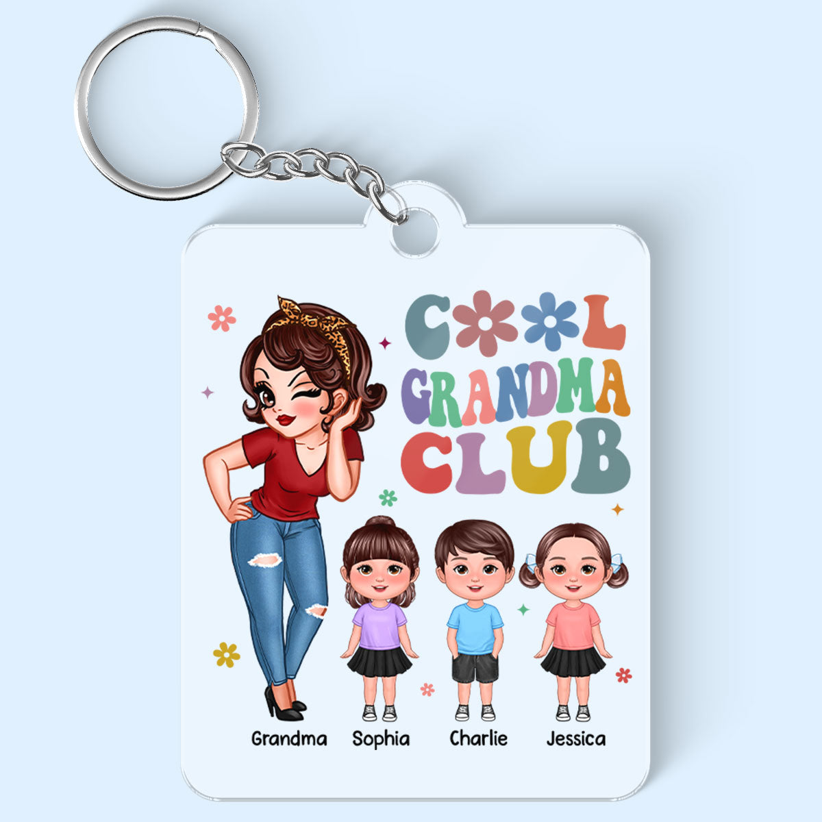 Cool Grandma Club Personalized Acrylic Keychain, Gift For Grandma