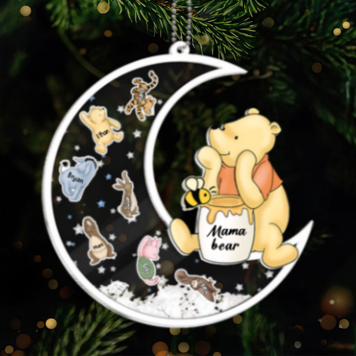 Mama Bear Grandma Bear Cute Character Personalized Shaker Ornament, Christmas Gift For Grandma, Granddaughter, Grandson