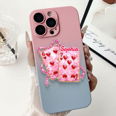 Playing Cards Valentine 6 7 Coquette - Personalized Acrylic Magnetic Phone Grip - Gift for Myself