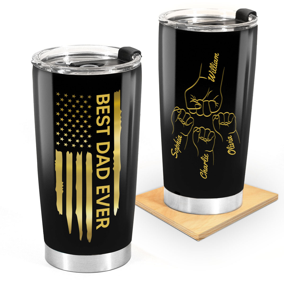 Best Dad Papa Grandpa Ever Fist Bump Outline Nation Flag Father‘s Day Gift For Husband Father Figures Personalized Tumbler