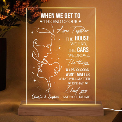 Couple To The End Personalized Rectangle Acrylic LED Lamp, LED Night Light, Gift For Him, Gift For Her