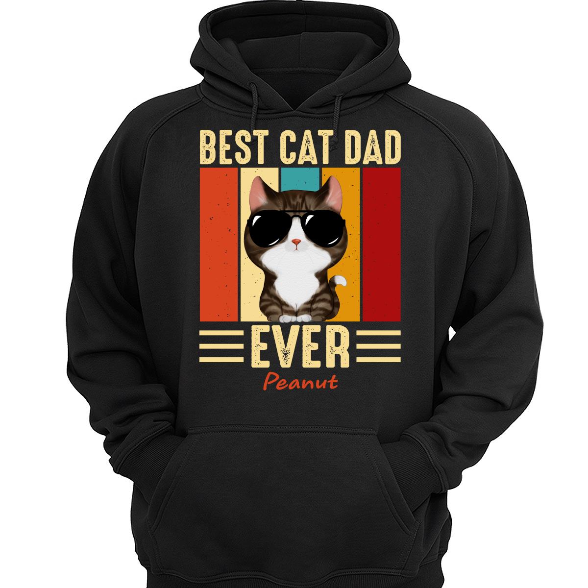 Cool Best Cat Dad Ever Watercolor Cute Cats Personalized Shirt