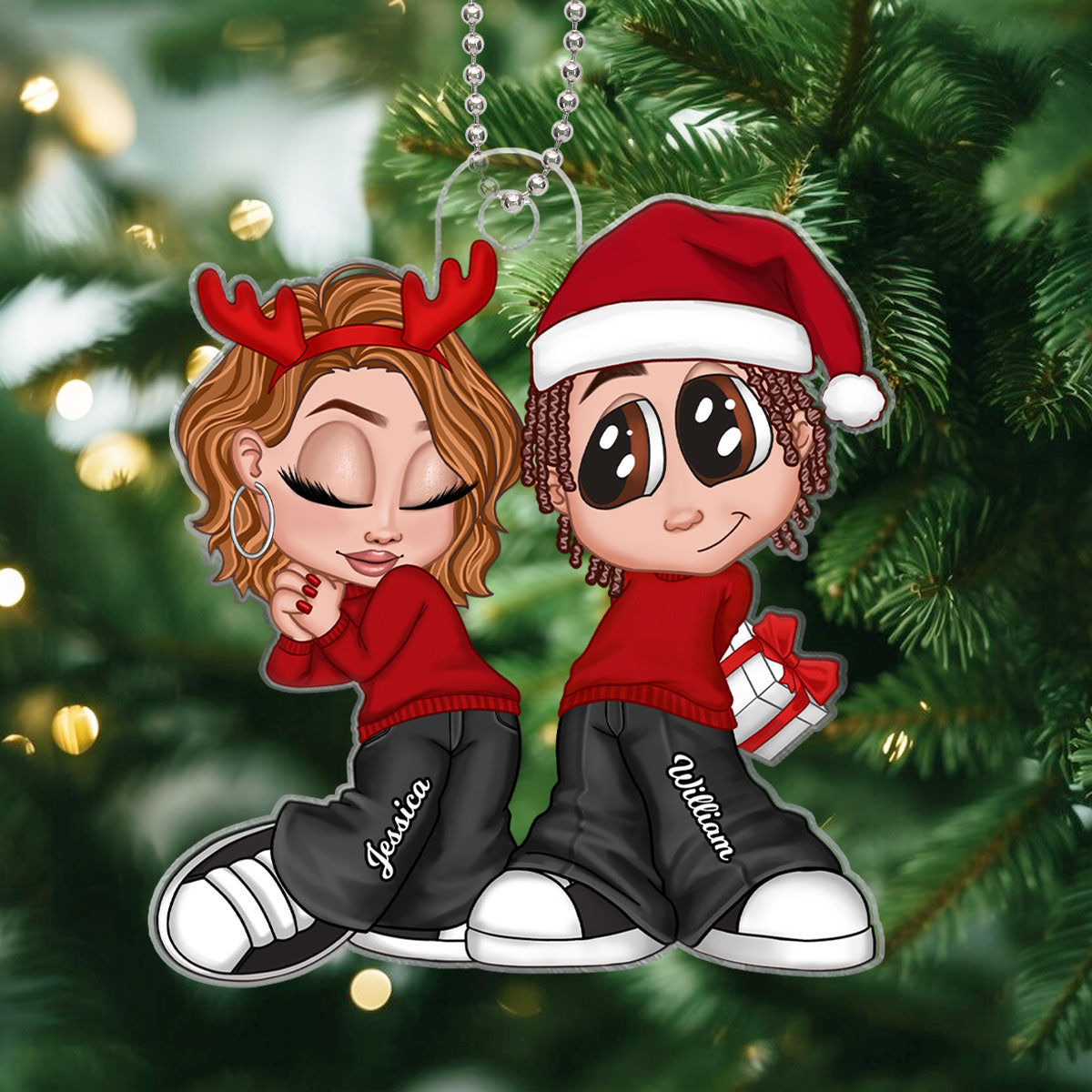 Christmas Y2K Couple Personalized Acrylic Ornament, Christmas Gift for Him for Her