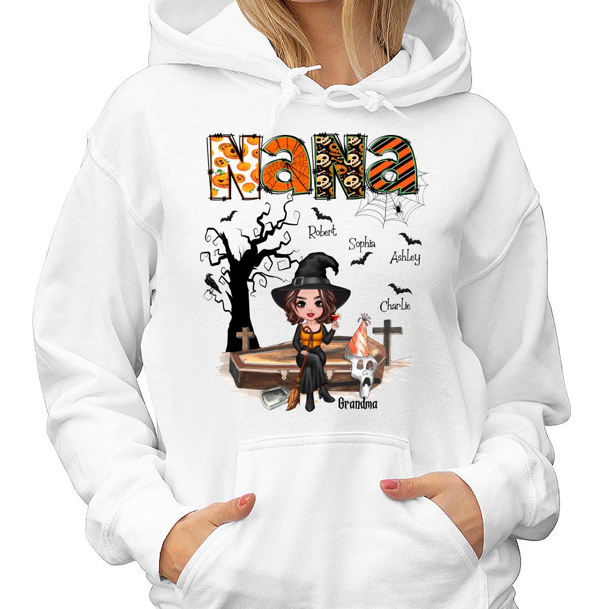 Halloween Grandma Mom Oranged Patterned Personalized Shirt