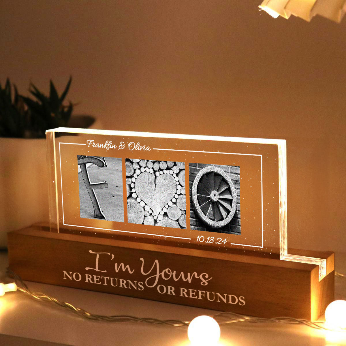 Couple Initials Alphabet Photography Art Anniversary Gift Personalized Acrylic Block LED Night Light, Heartfelt 2025  Gift, Anniversary Gift For Girlfriend, For Wife