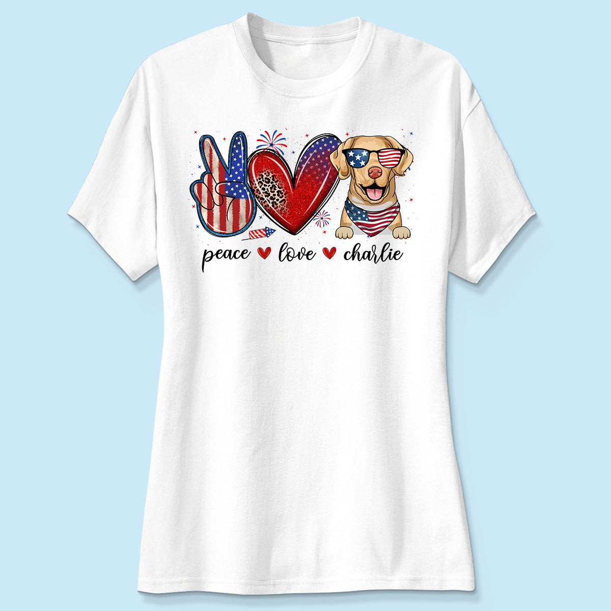 Peace Love Dogs USA Flag Pattern Personalized Shirt, Gift For Dog Mom, Dog Dad, Dog Lovers