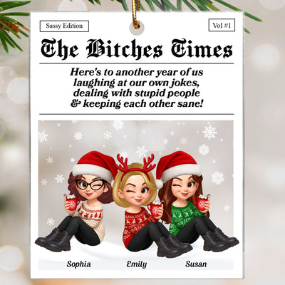 Funny Christmas Besties Magazine Edition - Personalized Acrylic Ornament - Gift For Best Friends