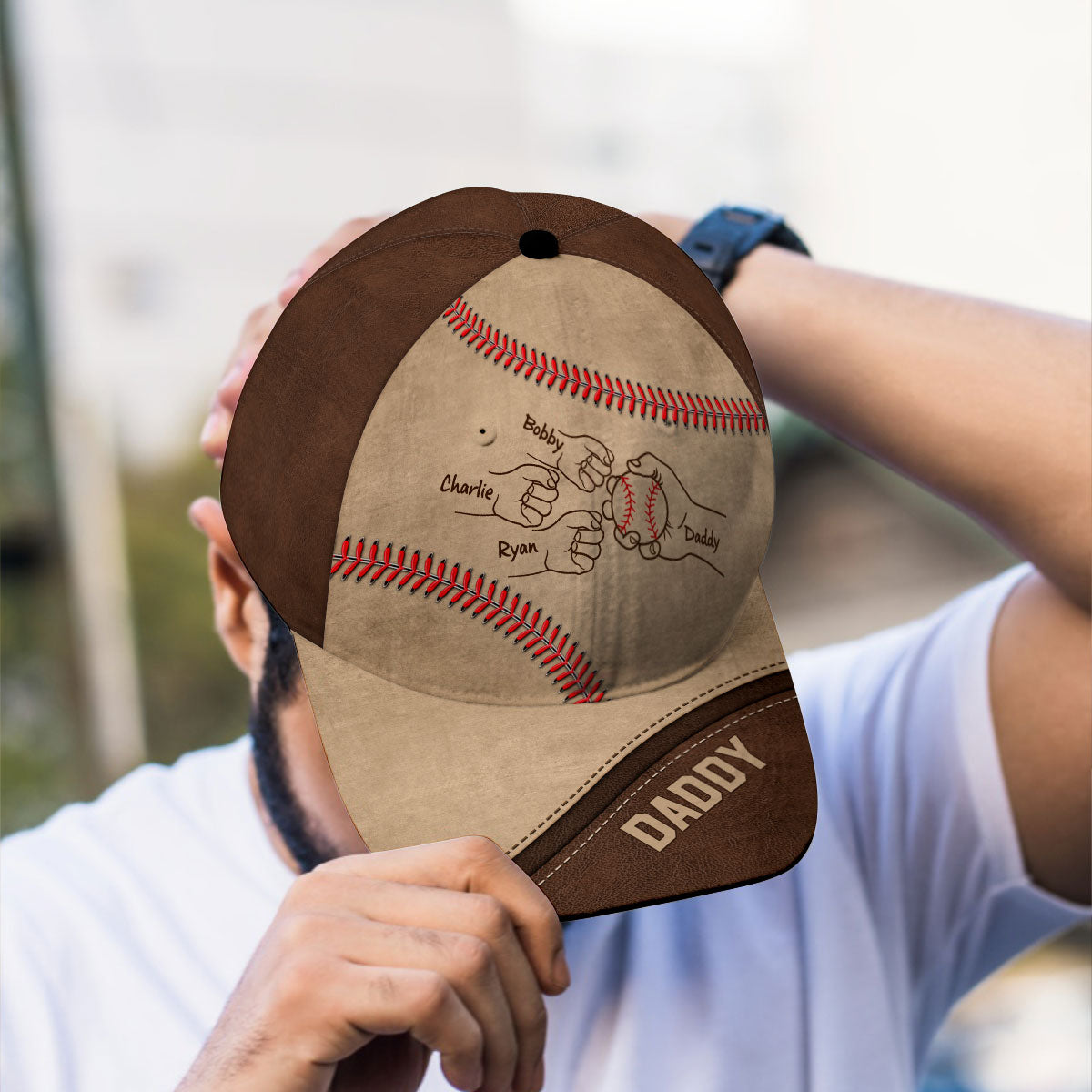 Baseball Dad Grandpa Fist Bump Personalized Classic Cap