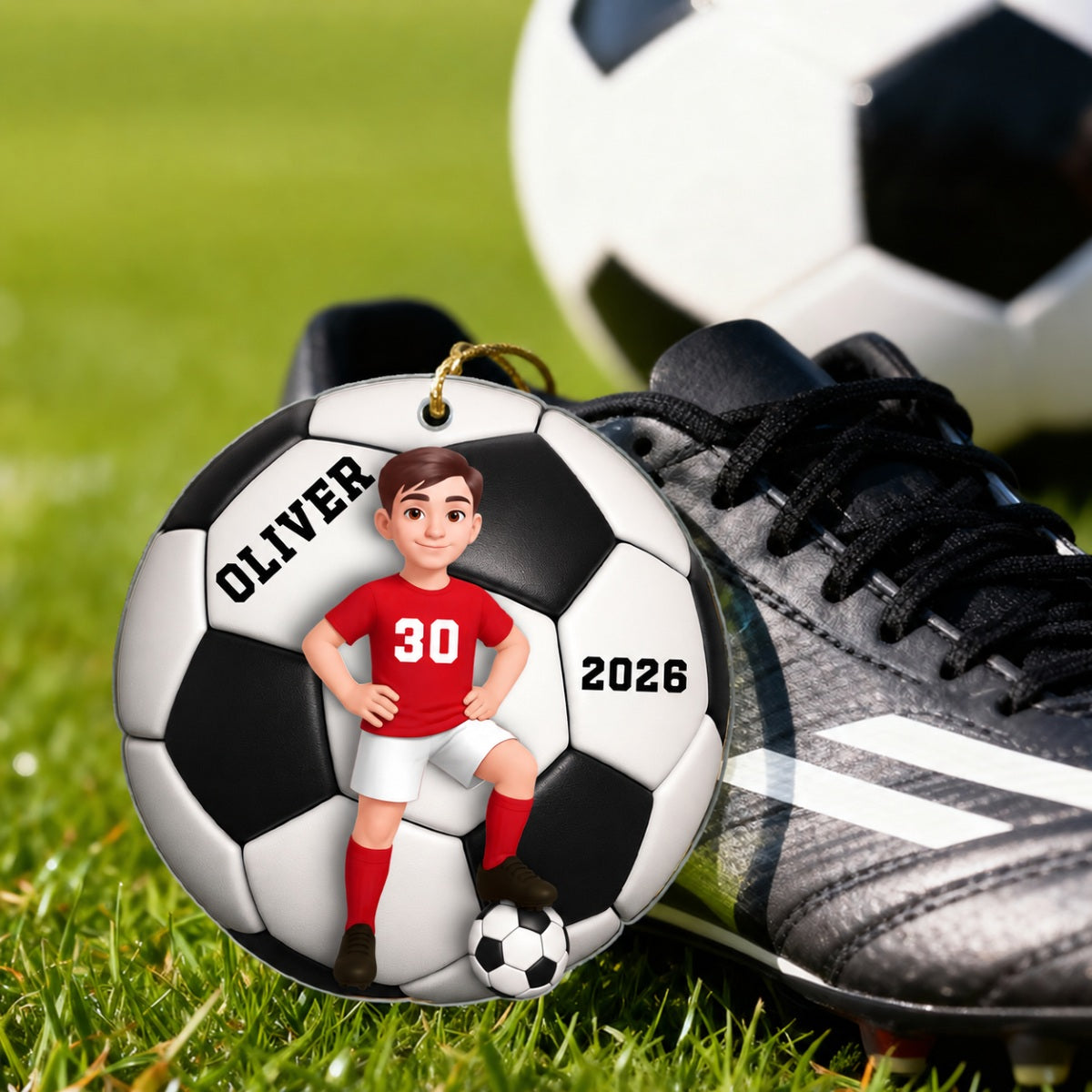 Soccer Girl Boy 3D Effect - Personalized Acrylic Ornament