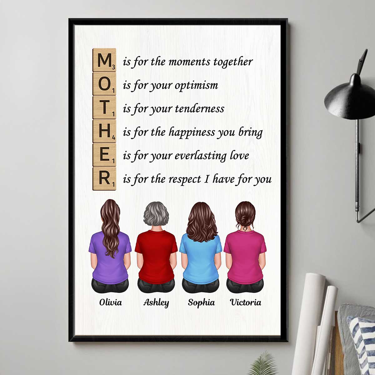 MOTHER Alphabet Tiles Gift For Mom Personalized Vertical Poster