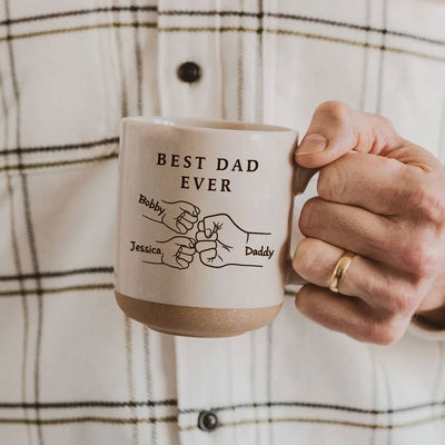 Best Dad Ever Fist Bump Personalized Potter Mug, Father's Day Gift for Dad