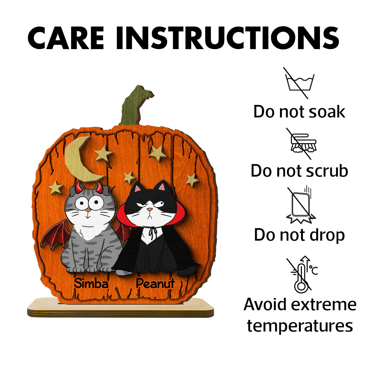 Halloween Funny Cats Pumpkin Shaped Personalized 2-Layer Standing Wooden Plaque, Spooky Halloween Tabletop, Tiered Tray, Shelf Sitter Decoration