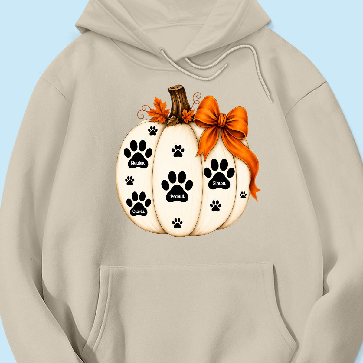 Pumpkin Paw Prints With Pet Names - Personalized Shirt - Cute Fall Gift For Dog Cat Lovers