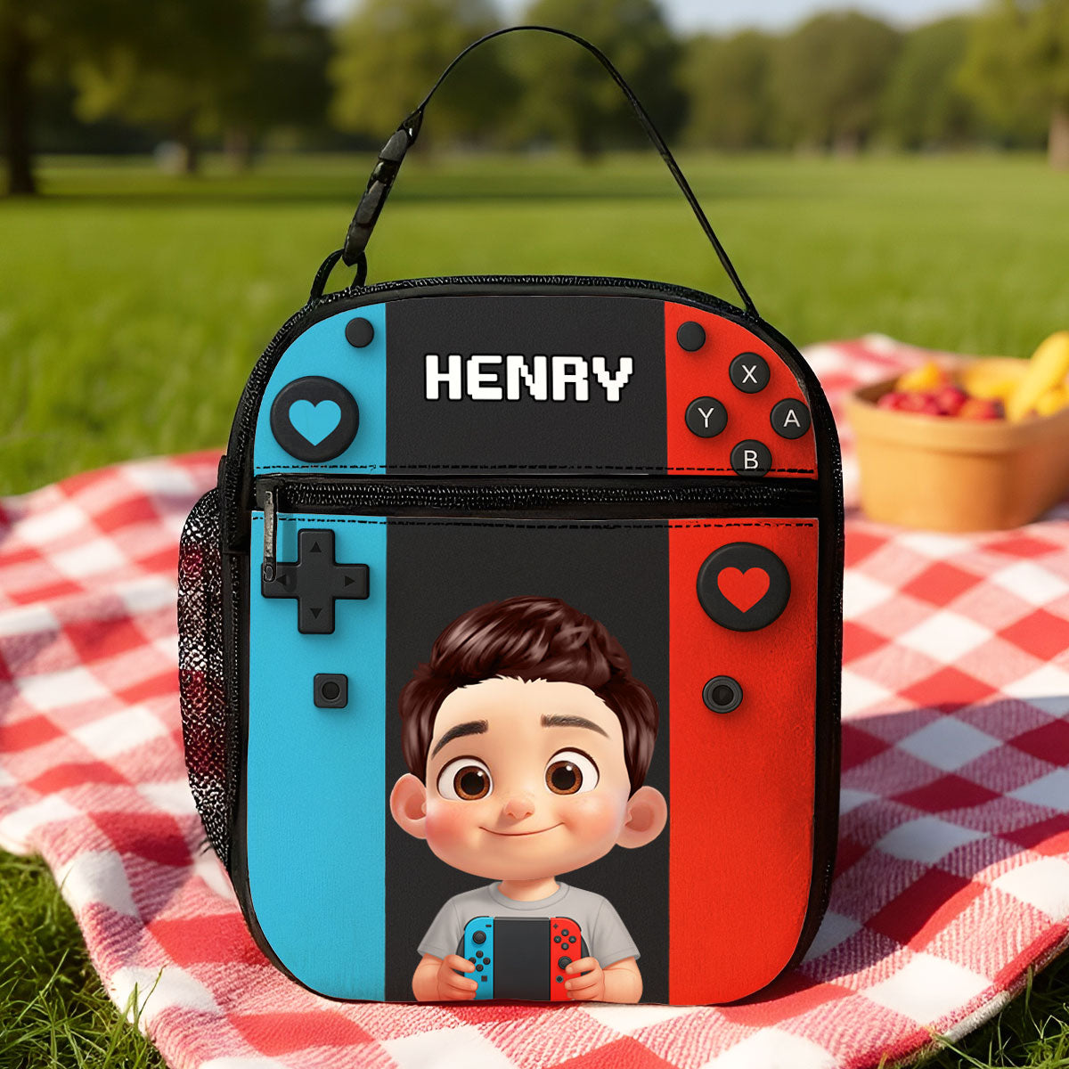 For Boys Girls, Game Lunch Bag for School - Personalized Insulated Lunch Bag