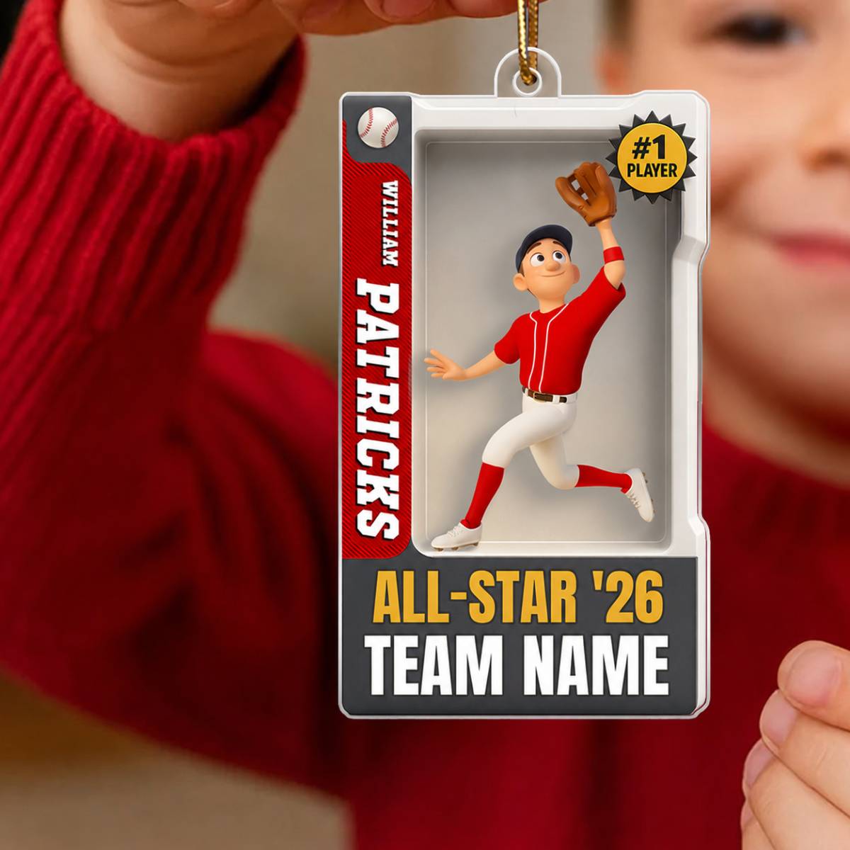 Baseball Player 3D Effect Action Figure - Personalized Acrylic Ornament - Christmas Gift for Son, Grandson