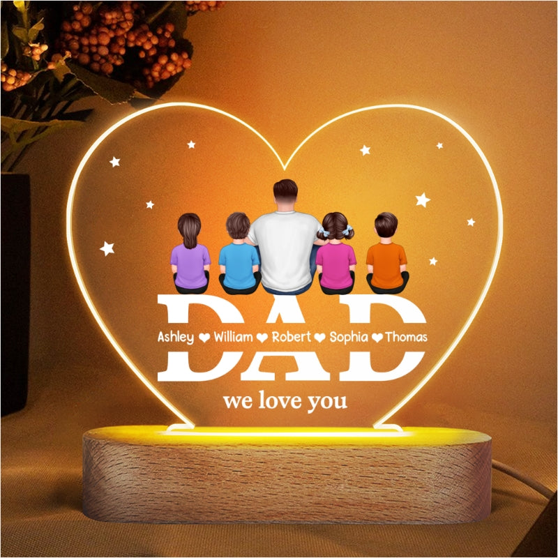 Dad We Love You Personalized Acrylic Heart LED Night Light