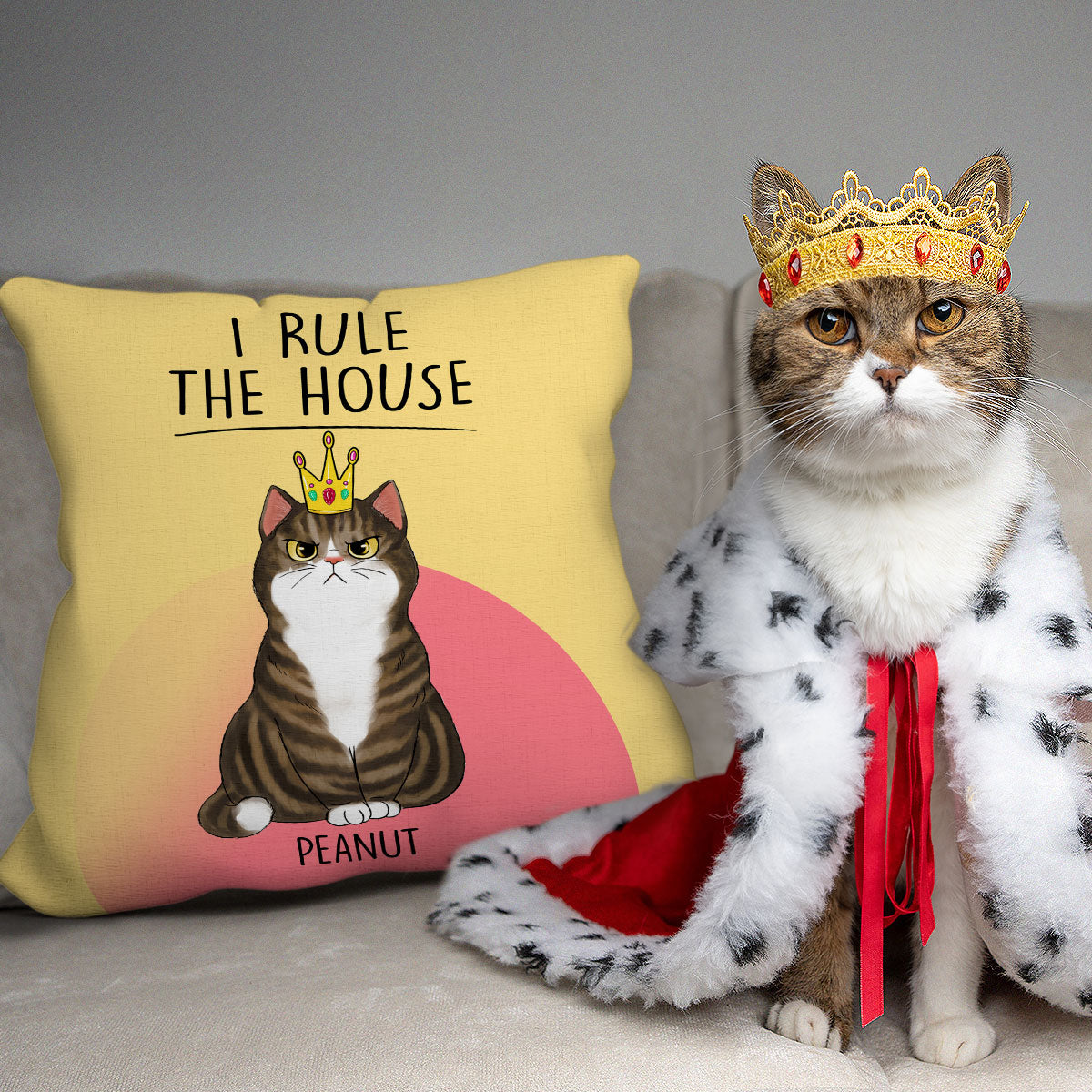 Cats Rule The House Funny Gift For Cat Lovers Personalized Pillow