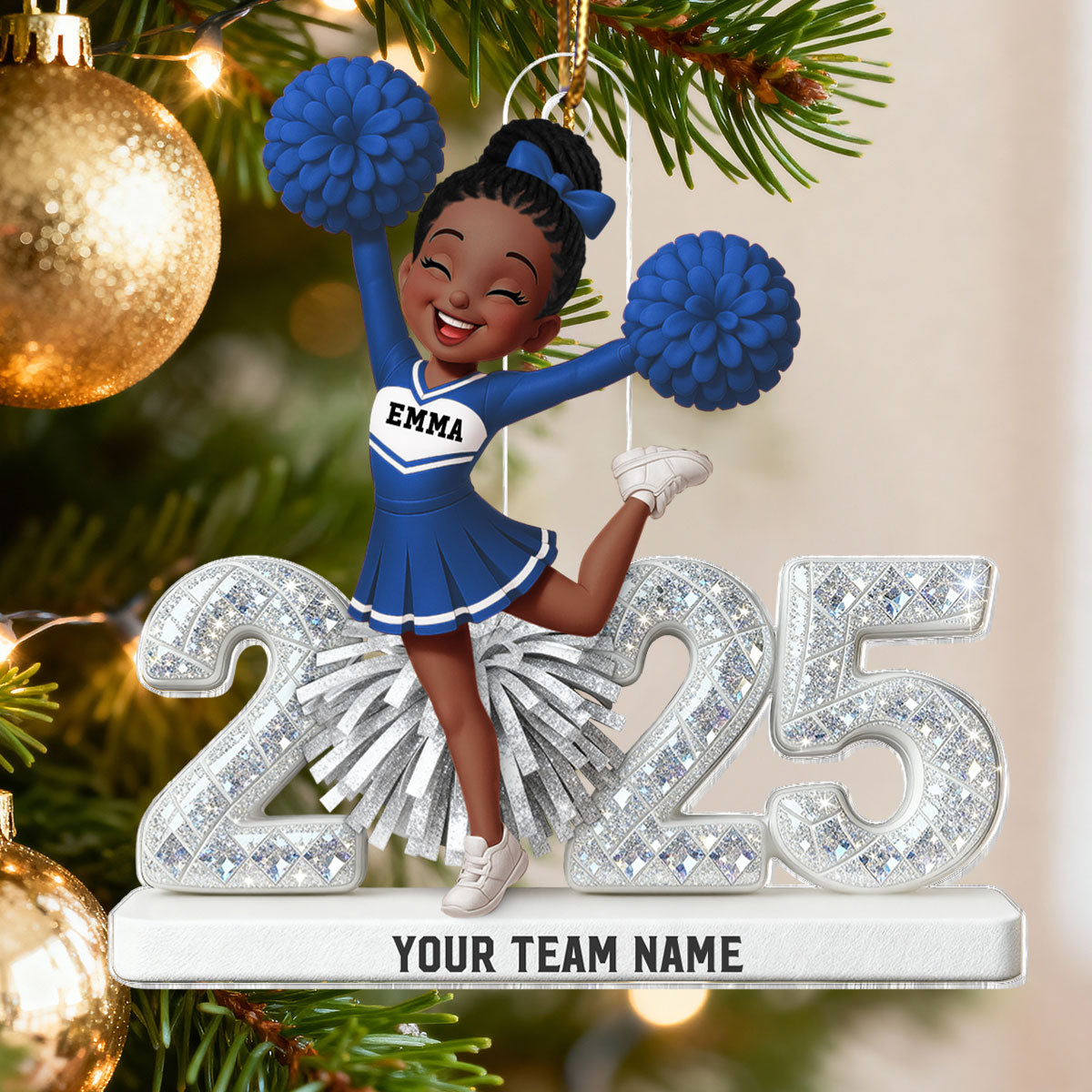 3D Shining Effect Christmas Cheerleader - Personalized Acrylic Ornament - Christmas Gift For Cheerleaders
