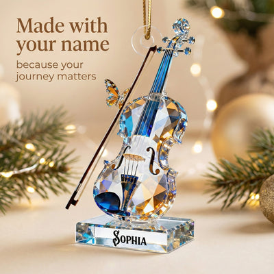 Violin Music Crystal Effect - Personalized Acrylic Ornament - Unique Gift For Violinist