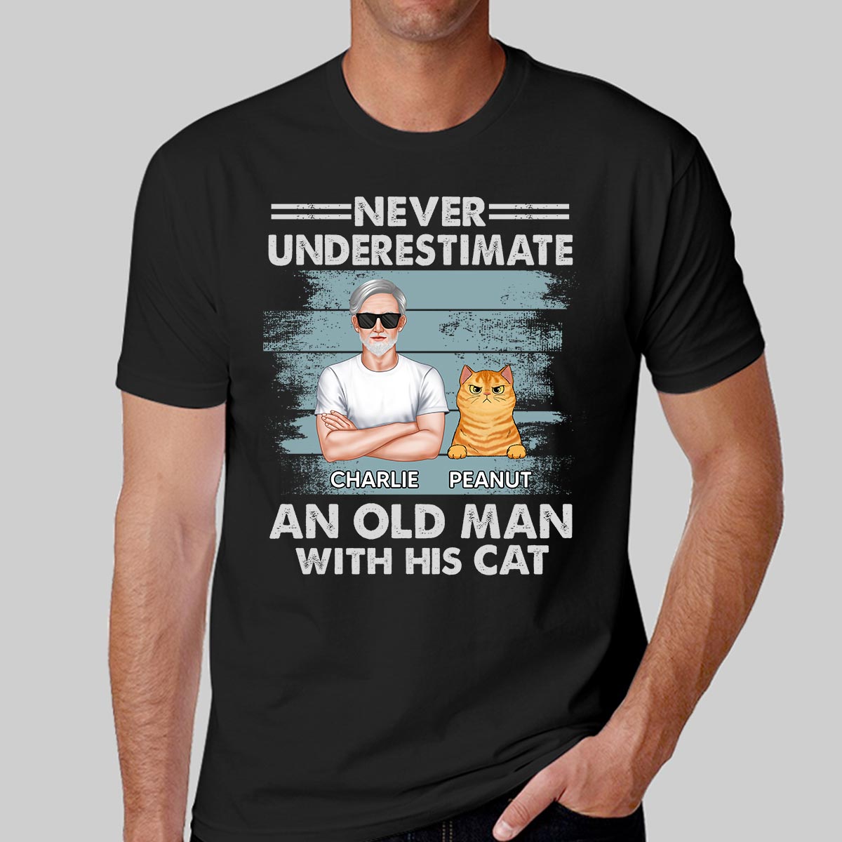 Never Underestimate An Old Man With His Cats Drizzle Personalized Shirt