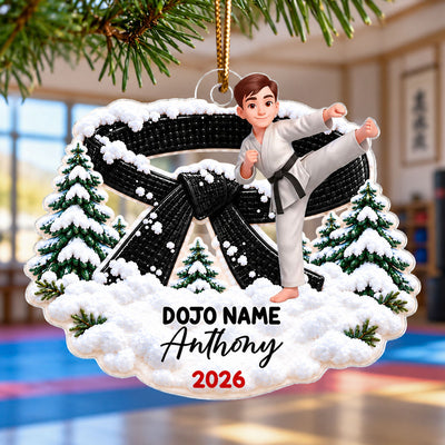 Karate Design For Boy Girl - Personalized Acrylic Ornament - Christmas Gift For Karateka Grandkids