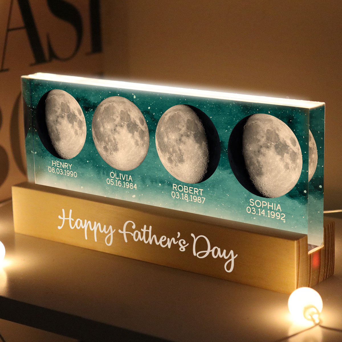 Custom Birth Moon Phase The Day You Become My Dad Mom Personalized Acrylic Block LED Night Light (AU, UK)
