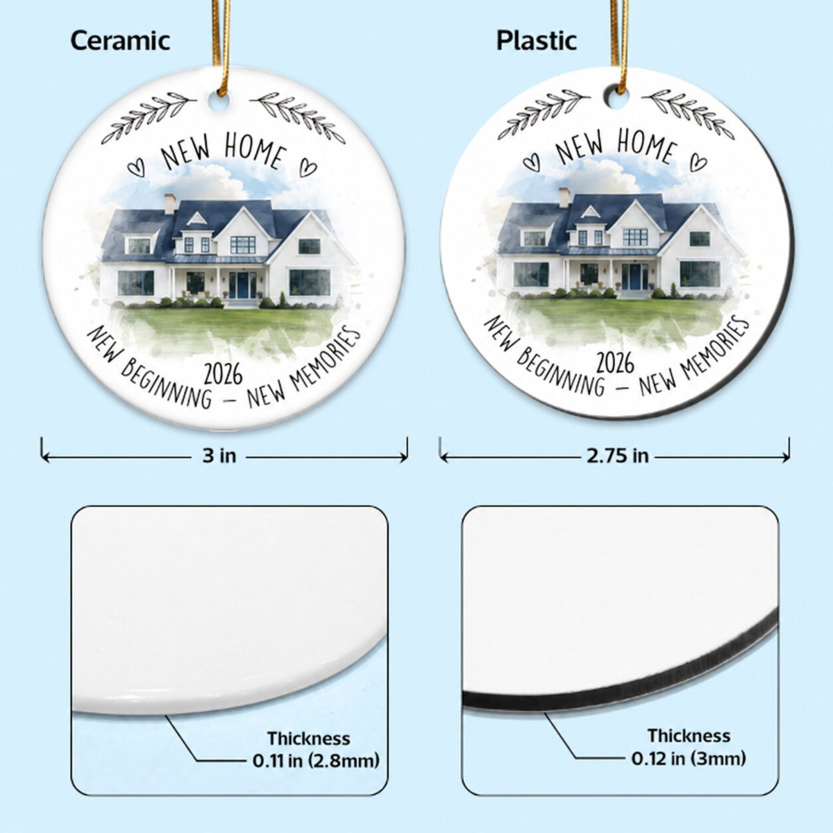 New Home New House New Beginning Photo Inserted Housewarming Gift Personalized Ceramic Ornament
