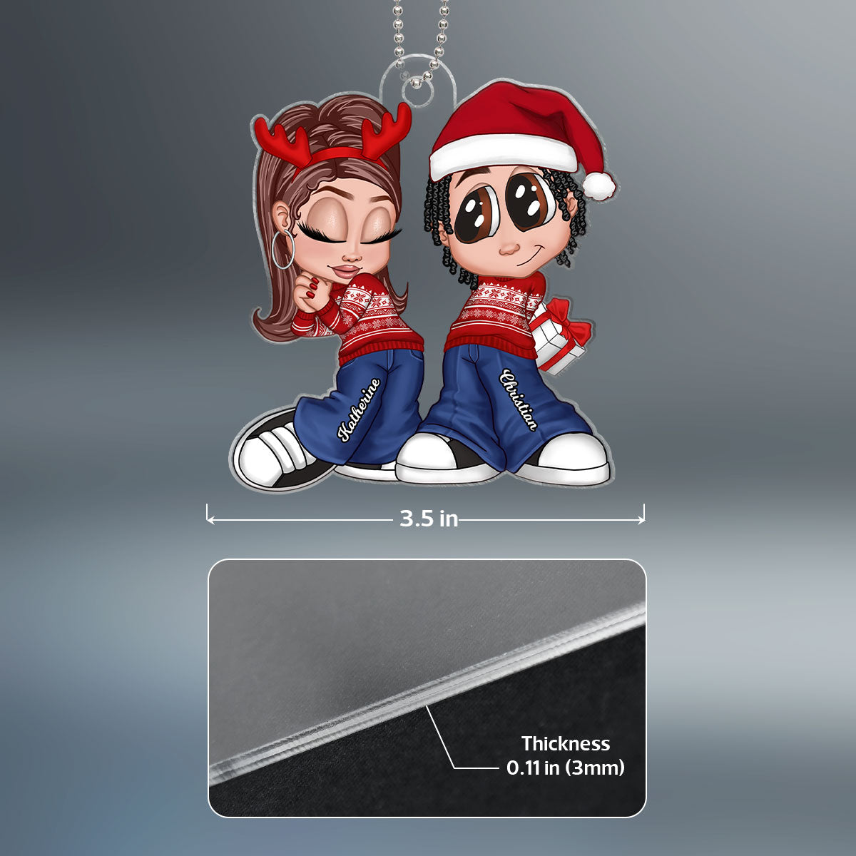 Christmas Y2K Couple Personalized Acrylic Ornament, Christmas Gift for Him for Her