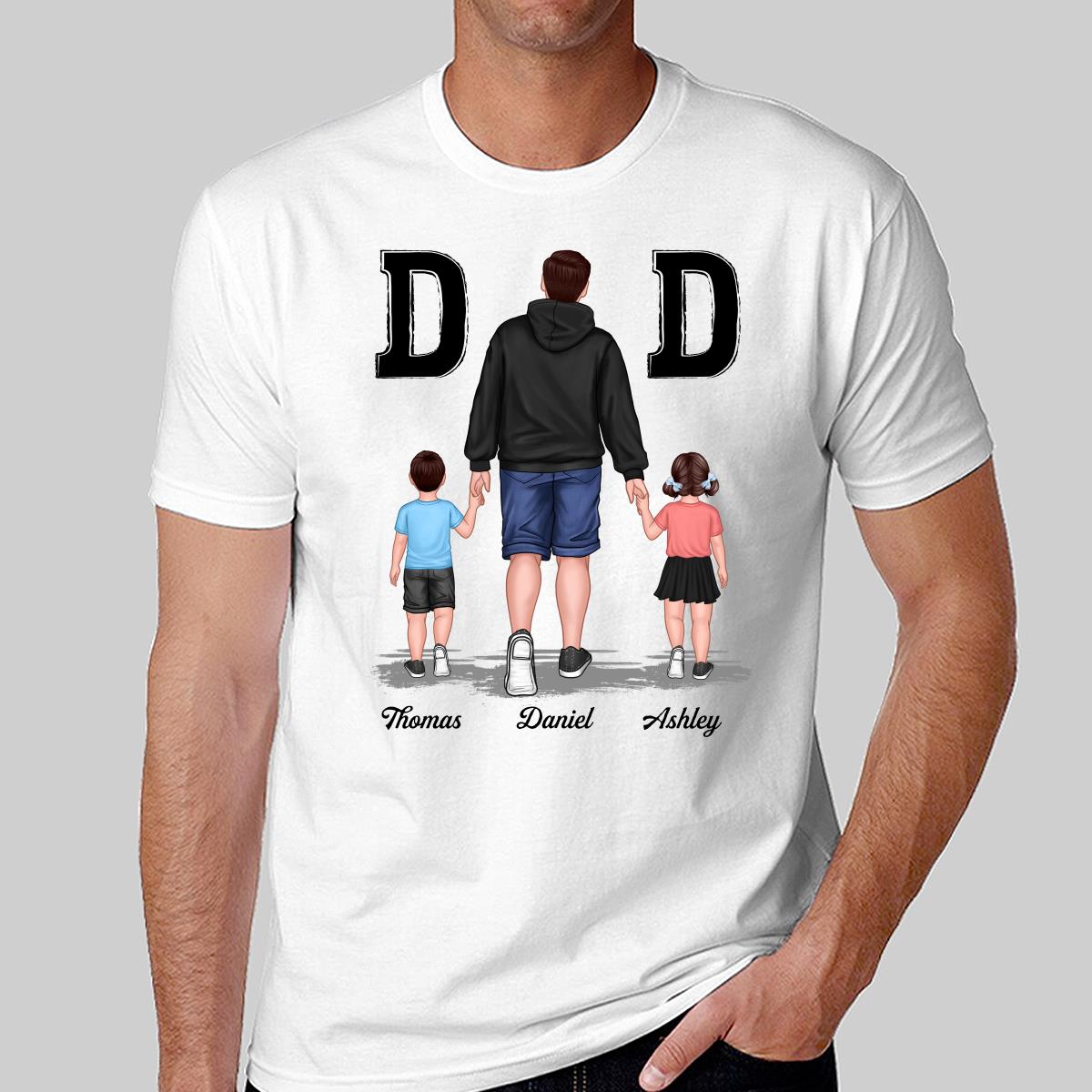 Dad And Son Daughter Walking Gift For Dad Personalized Shirt