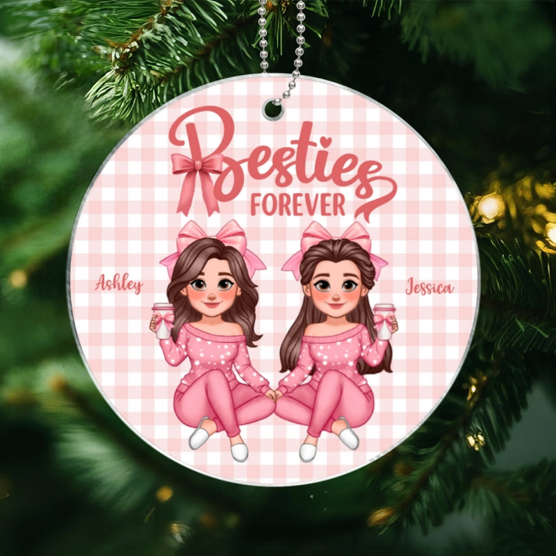 Coquette Besties Forever Christmas Personalized Acrylic Ornament