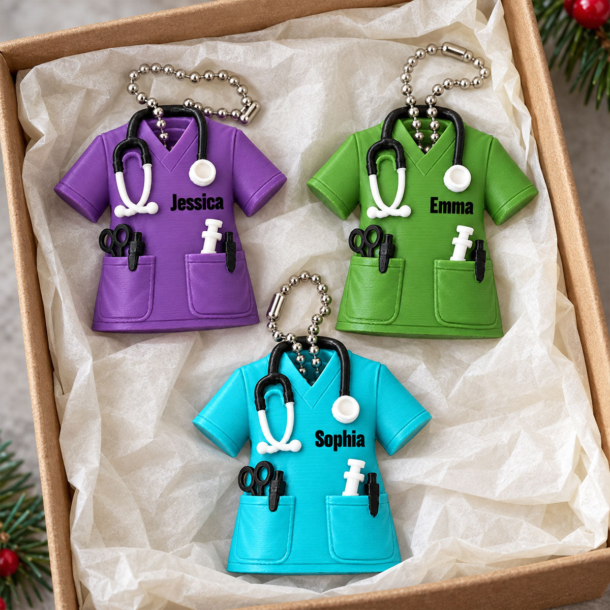 3D Printed Nurse Scrub Custom Name - Personalized 3D Ornament - Christmas Gift For Nurse, RN