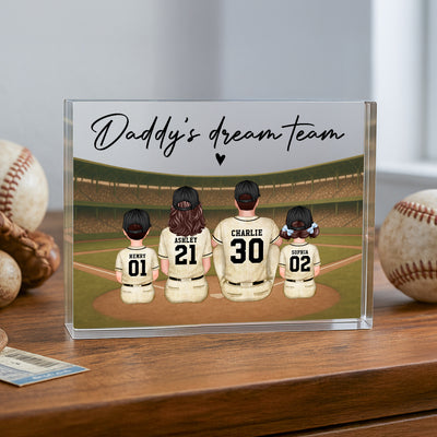 Retro Vintage Baseball Daddy's Dream Team Personalized Acrylic Block Plaque| Unique Father's Day Gift For Dad