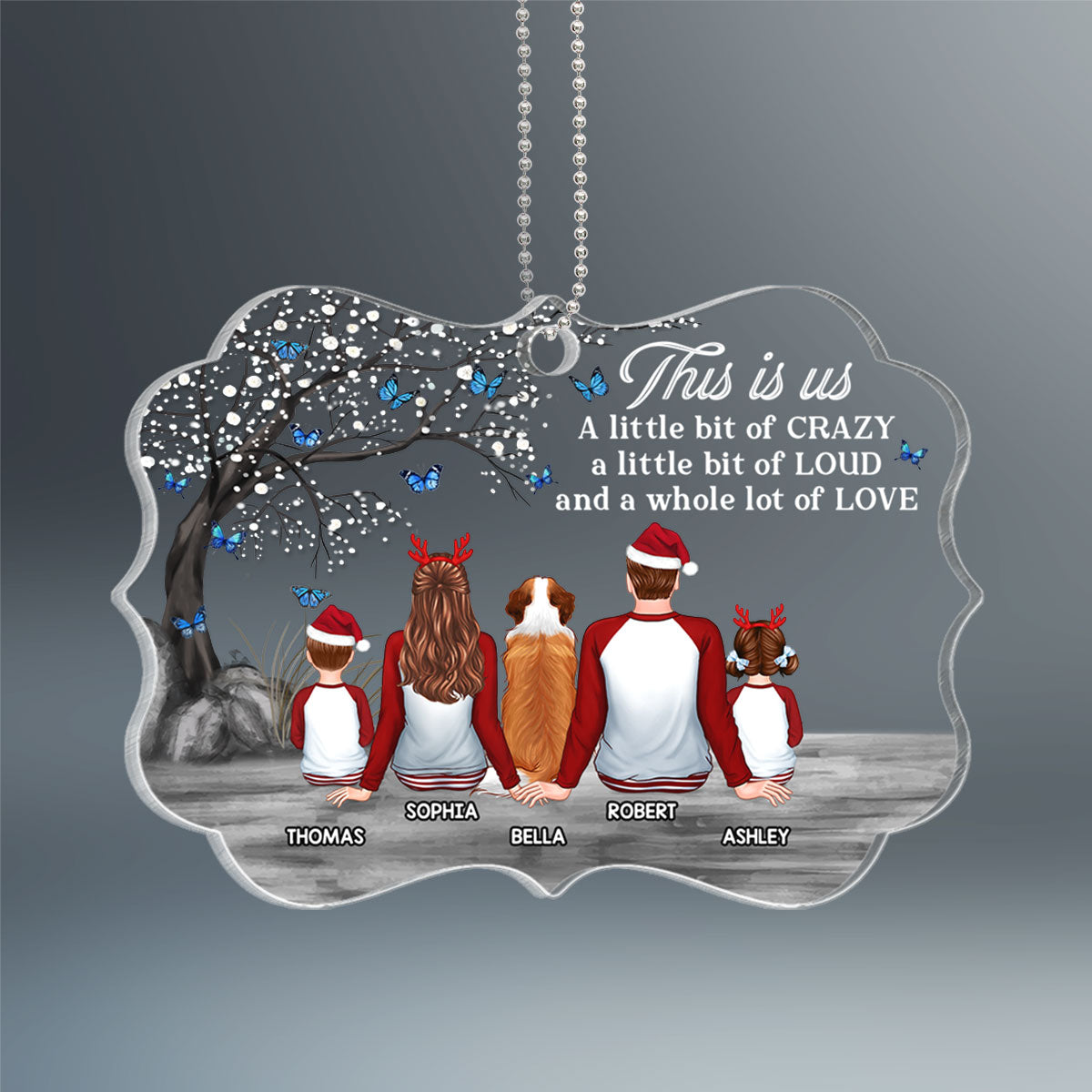 Under Blossom Tree Pajamas Family Personalized Acrylic Ornament