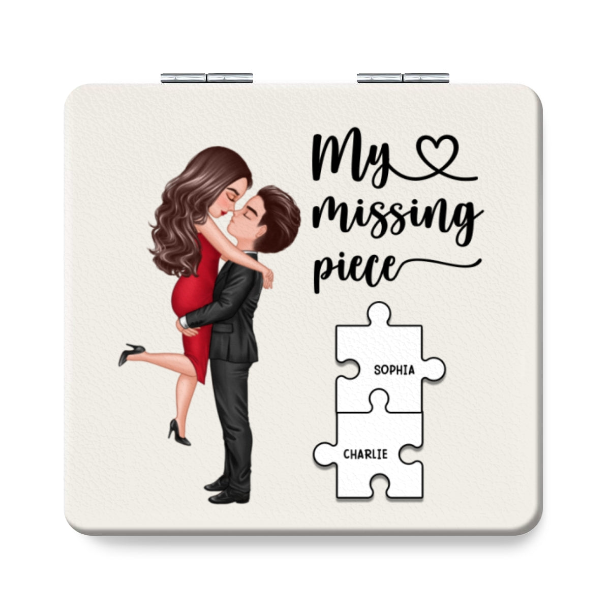 My Missing Piece Gift For Her Personalized Square Compact Mirror