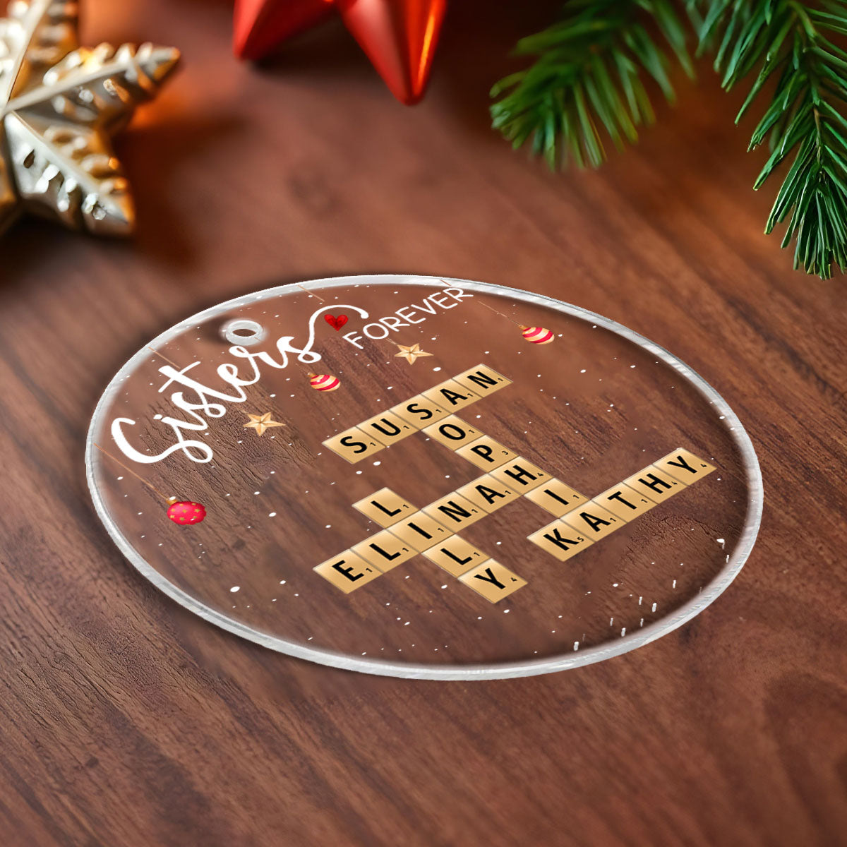 Besties Forever Crossword Puzzle Art Personalized Acrylic Ornament