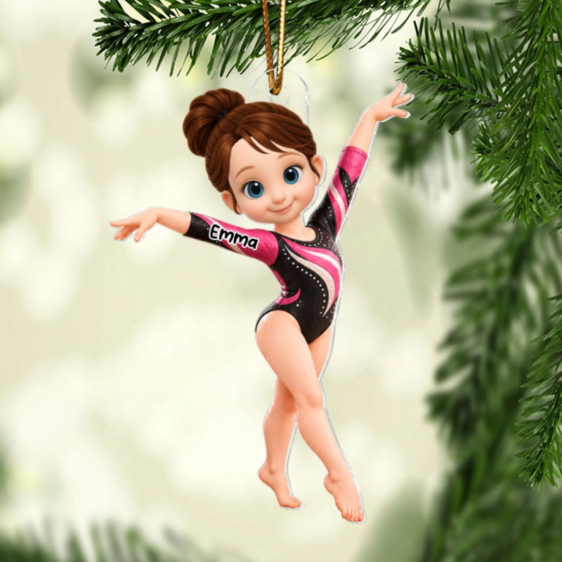 Gymnastic Girl Name - Personalized Acrylic Ornament - Christmas Gift for Daughter, Granddaughter
