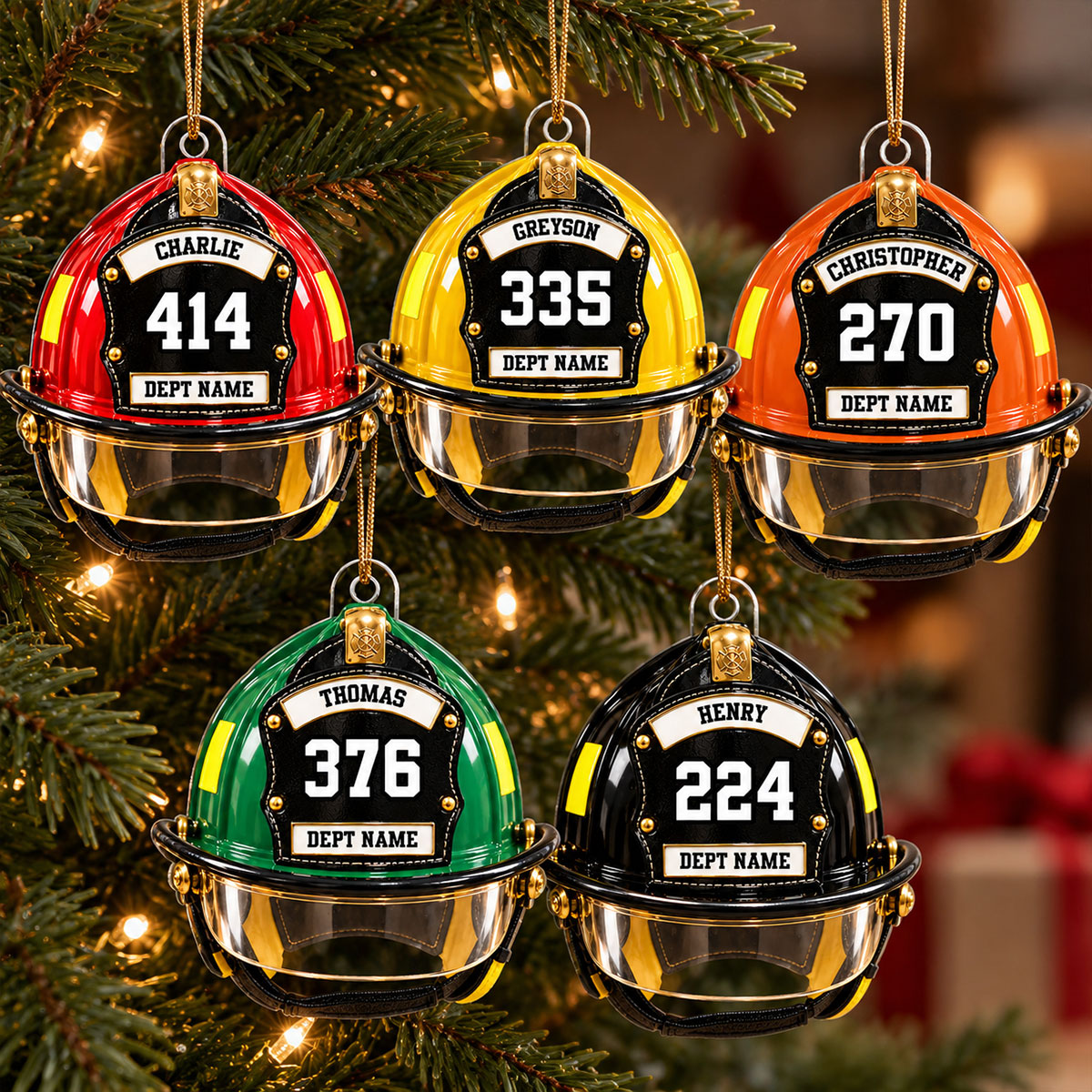 Firefighter Helmet Front View 2D Flat Printed - Personalized Acrylic Ornament - Christmas Gift For Firefighter Department