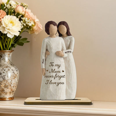 To Mom Never Forget I Love You 2D Flat - Personalized 2-Layered Wooden Plaque - Gift For Mom From Daughter